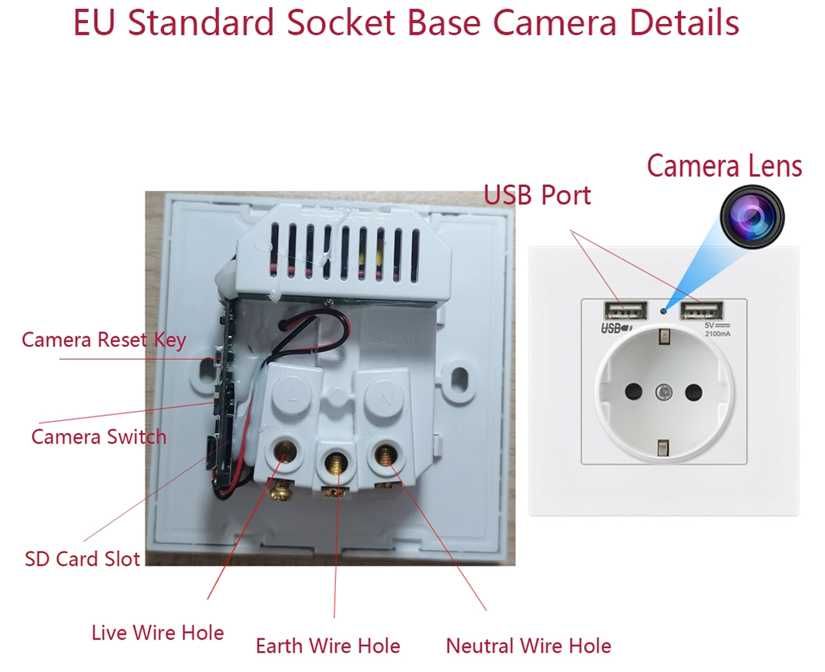 Мини скрита камера в контакт сигурност шпионаж сензор за движение WiFi