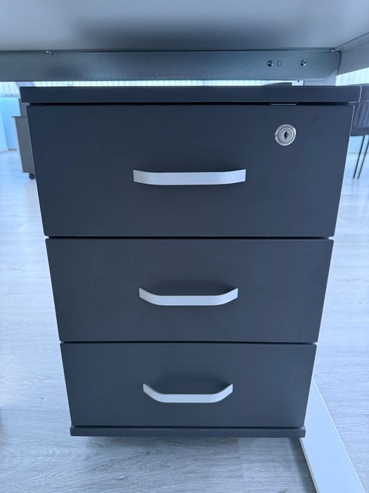 Шкаф за бюро офис висок, нисък за принтер и шкаф на колелца