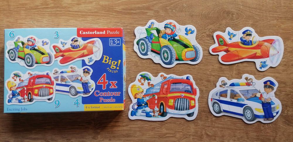 Puzzle pentru copii cu Mijloace de transport si Meserii