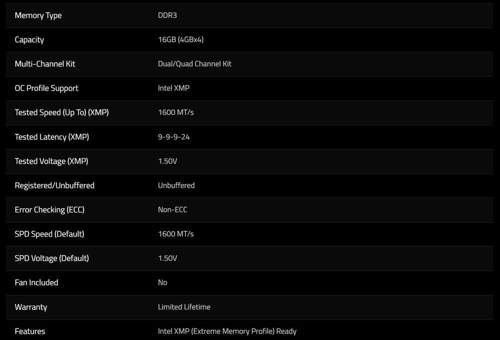 RAM 16GB 4x4gb G.SKILL RipjawsZ 1600Mhz DDR3 KIT