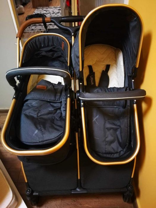 Количка за близнаци Chipolino Duo smart, две столчета за кола и 4 адап