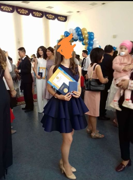 Синее короткое платье