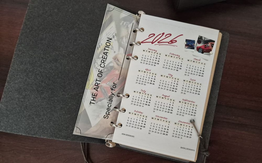 Agenda piele A6 Ferrari Dino binder personalizata