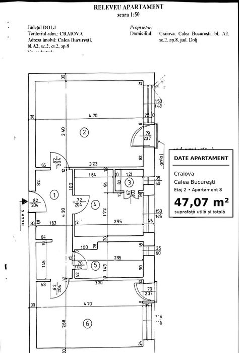 Apartament 2 camere, 47 m, etaj 2 – Calea București, Craiova