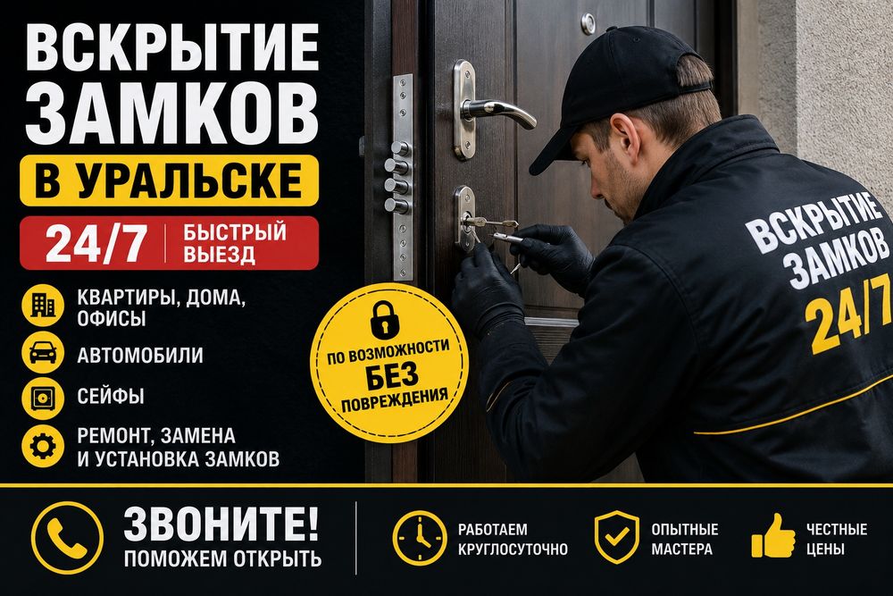 Вскрытие замков в Уральске  24/7