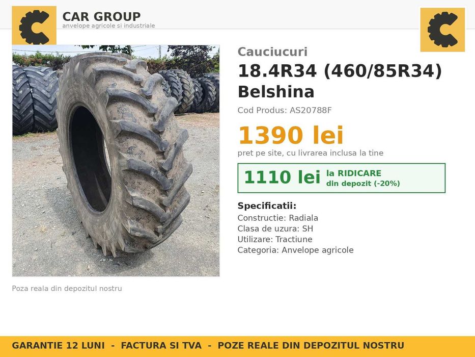 Cauciucuri 18.4R34 460/85R34 Belshina Anvelope Tractor Spate SH TVA