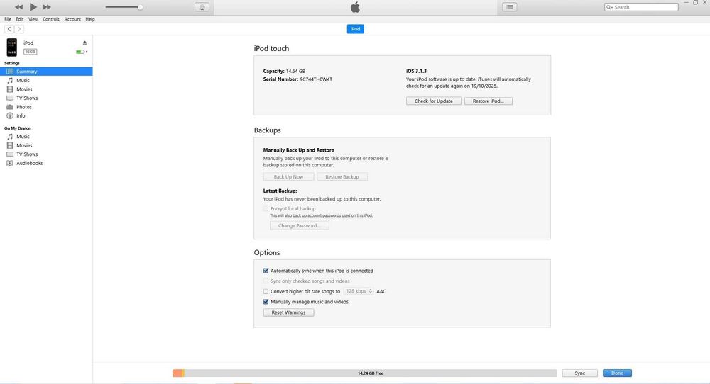 Ipod Classic 7th gen SSD 160GB MC293 perfect functional,testat+cablu