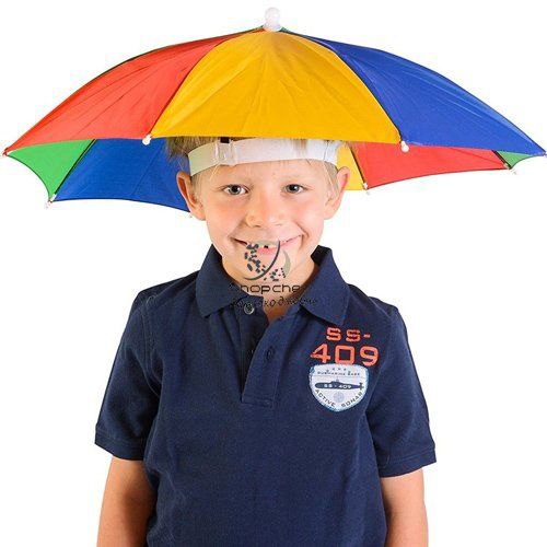 Забавна шапка чадър, за слънце и дъжд