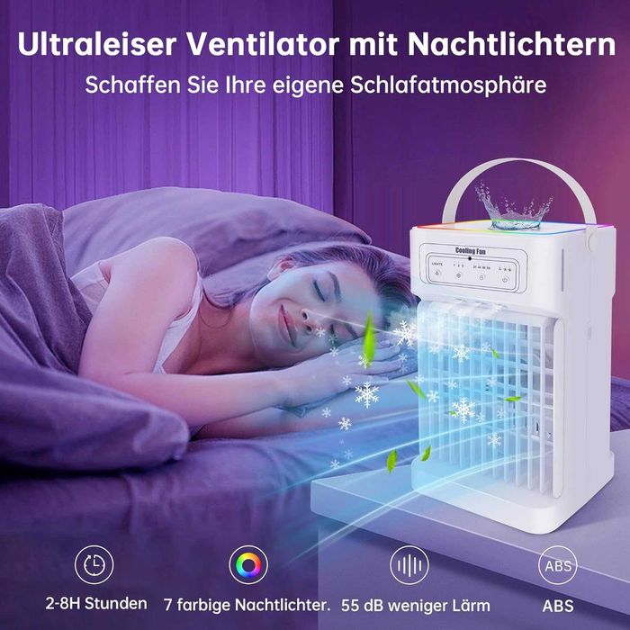 Преносим климатик 4-в-1, водно охлаждане, 1100 мл, 3 скорости, LED