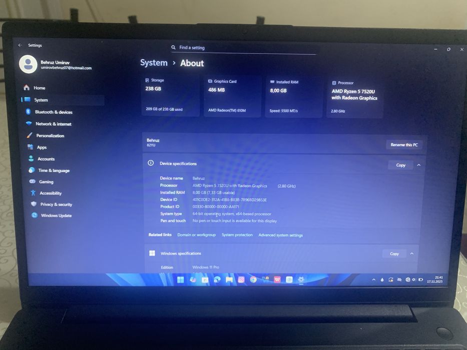 Noutbuk lenova sotiladi