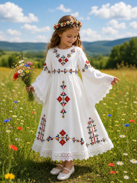 Рокля с бродирана шевица/бродерия