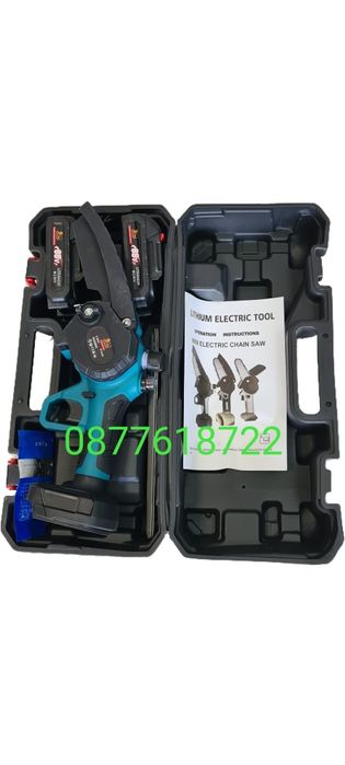 Акумулаторен верижен безчетков мини трион(резачка) 21v