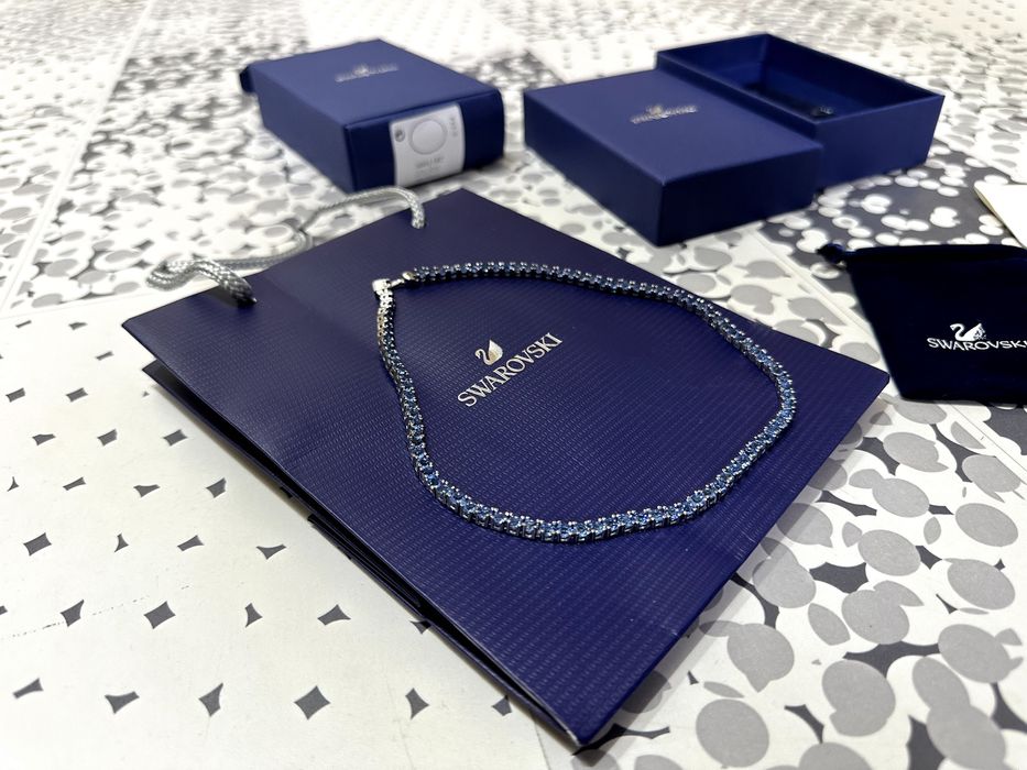 Colier Swarovski Matrix Tennis bleumarin