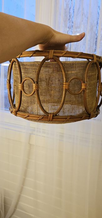 Abajur lustra impletit  din ratar si iuta