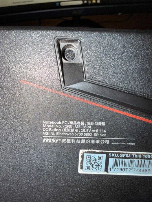 Laptop Gaming MSI, I7 10750, GTX 1650 Ti, 8GB, 500GB