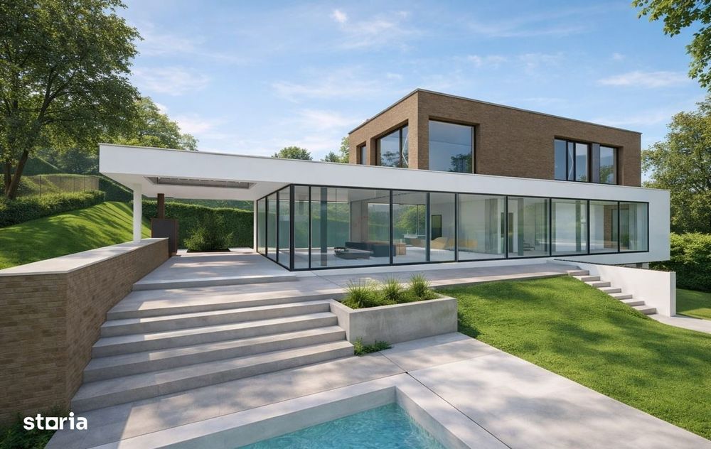Teren 1000mp autorizat, casa D+P+1E 269mp, Proiect Piscina, Salicea