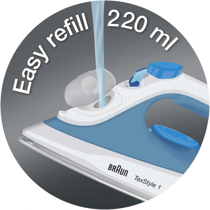 Парна ютия Braun TexStyle 1, 2000W, Незалепваща плоча, SI1029BL