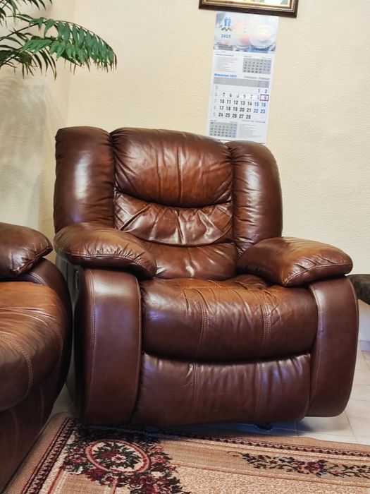 Кожен Диван Холна гарнитура/ релакс Фотьоили