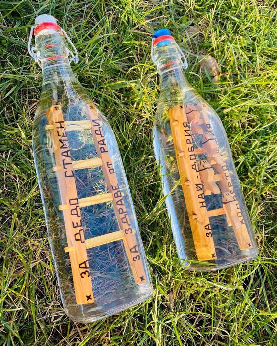 Дървени стълби в бутилка, шише за подарък, рожден ден