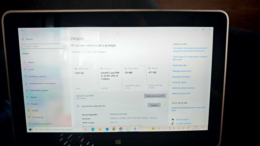 Dell Dell XPS 11 (P16T), i5 ecran tactil QHD 11.6",  sau dezmembrez
