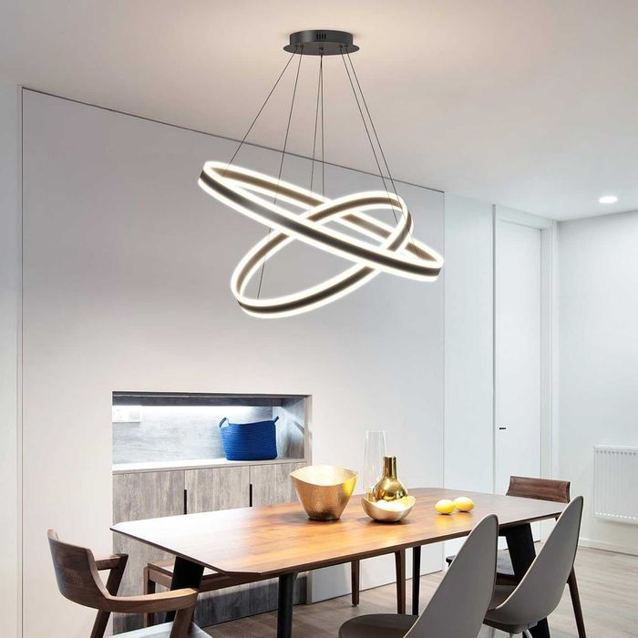 Модерен LED полилей Fordeson, 2 пръстена, димиране, SX-40+60см