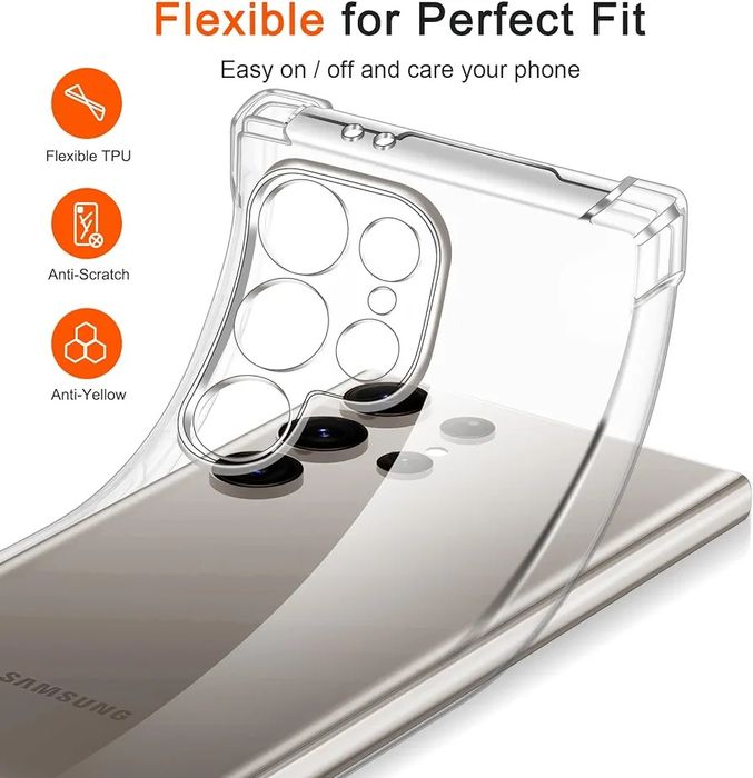 Прозрачен Силиконов Удароустойчив Кейс за Samsung Galaxy S25 S24 S23