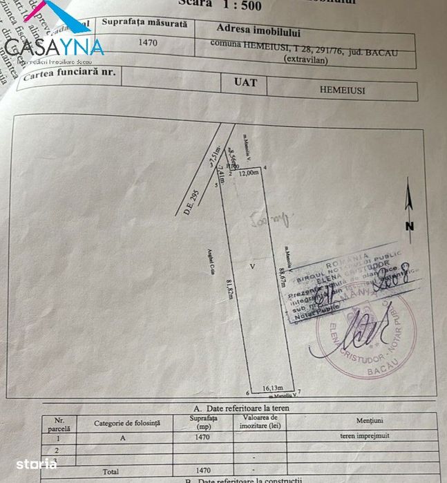 Teren  intravilan de vânzare 1470mp în Hemeius, str Linistii