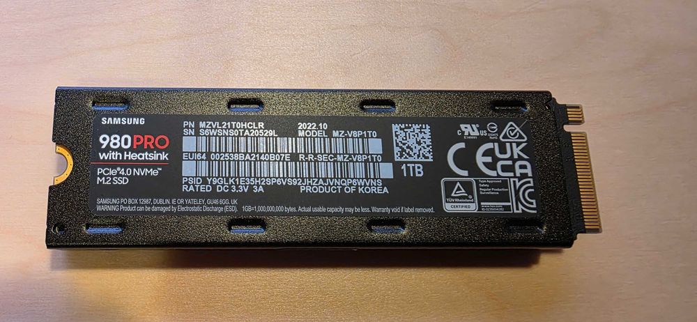 Solid State Drive (SSD) Samsung 980 PRO Heatsink Gen.4, 1TB, NVMe™, M.2