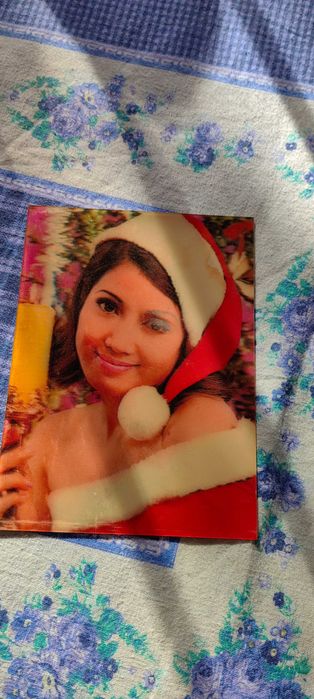 carte postala veche 3D fata face cu ochiul