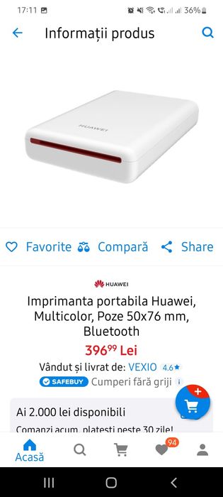 Imprimanta portabila de buzunar bluetooth Huawei CV80 ca noua.