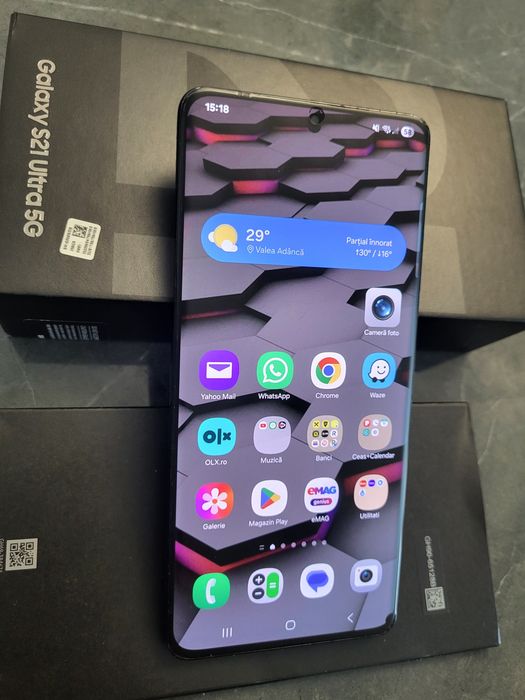 Samsung S21 ULTRA 5G 256GB 12GB RAM Black Phantom, Dual Sim ,impecabil în cutie