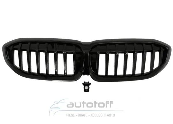 Pachet extensii exterior compatibil cu BMW Seria 3 G20 / G21 (2018+) cu difuzor si ornamente evacuare M340i Design Negru Lucios