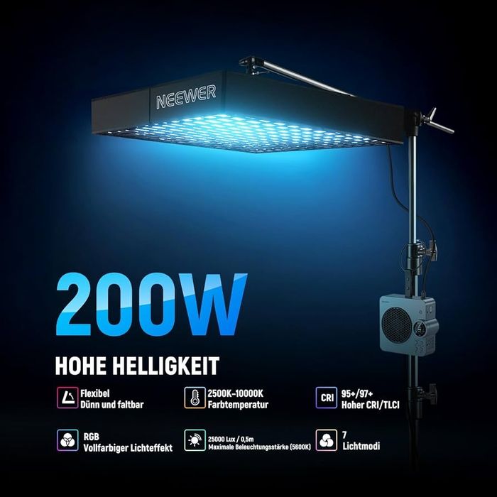 Професионално Видео & фото осветление. Neewer Pro 200W. RGB.  Софтбокс