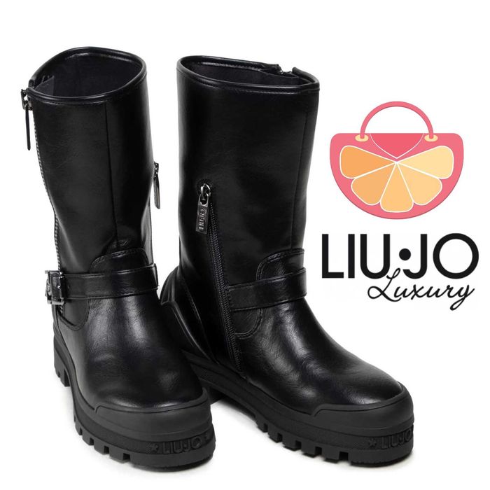 LIU JO № 37 – Дамски кожени боти "BLACK & GREY" нови с кутия