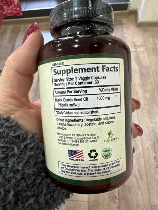 Черный тмин Black Seed Oil 1000 мг 120 капсул из Америки