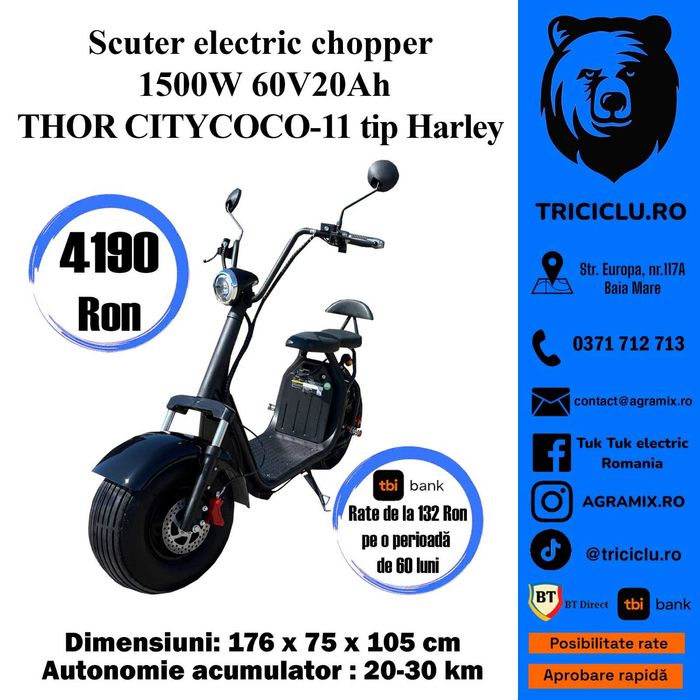 Scuter electric nou chopper tip Harley THOR CityCOCO 11-12-13