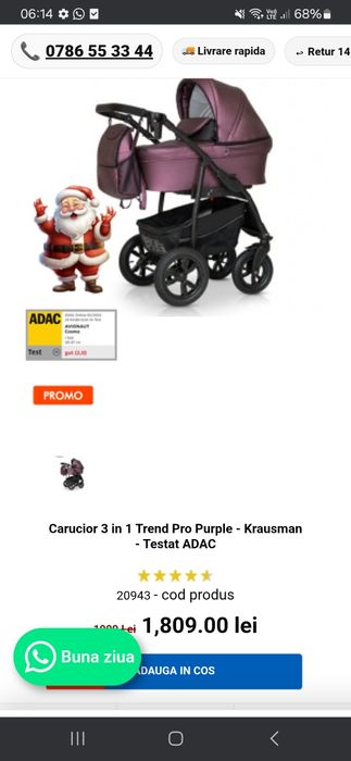 Carucior Krausman 3 în 1,în stare  foarte bună!