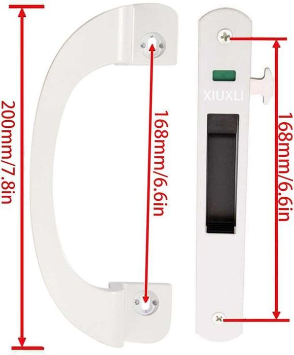 Set maner cu inchidere pentru usa glisanta, alb