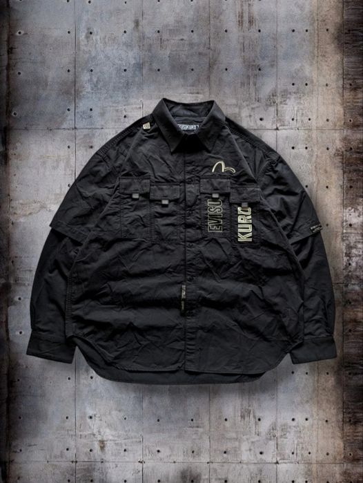 Evisu x Kuro Logo Print Multi Pocket Mock 2 in 1 Tech Shirt