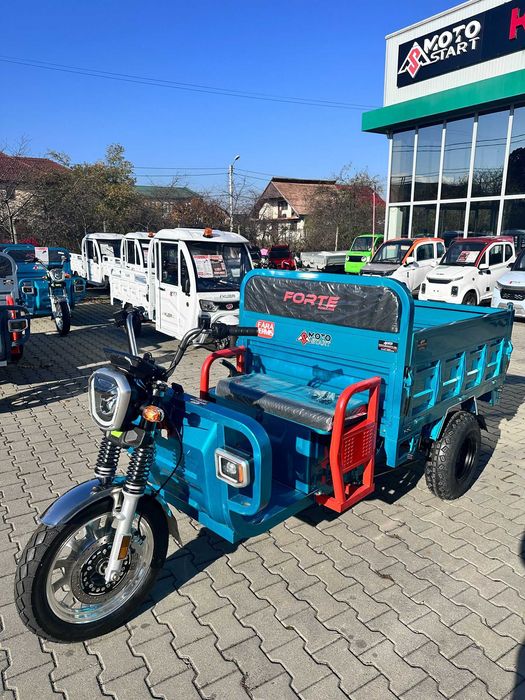 Tricuclu Electric Forte Cargo 1000 Basculare Hidaulica Baterie Litiu