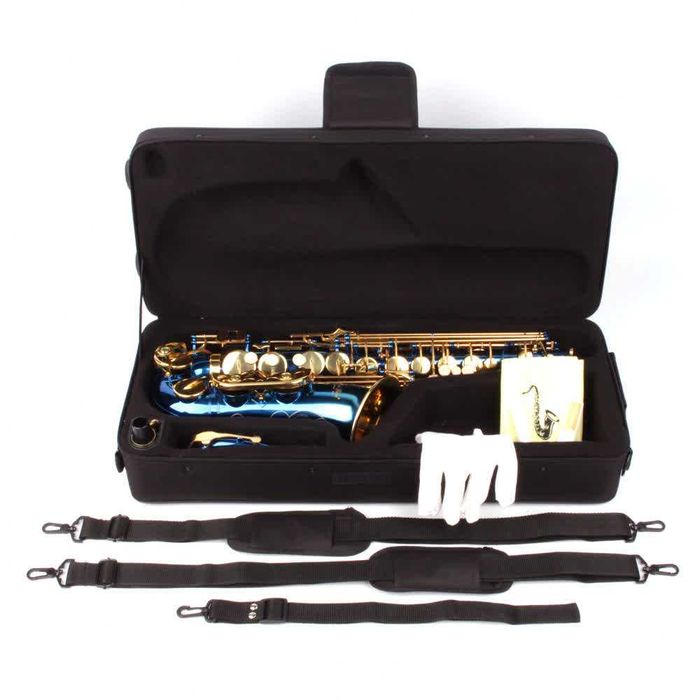Saxofon Alto Karl Glaser ALBASTRU+AURIU NOU curbat Saxophone Germania
