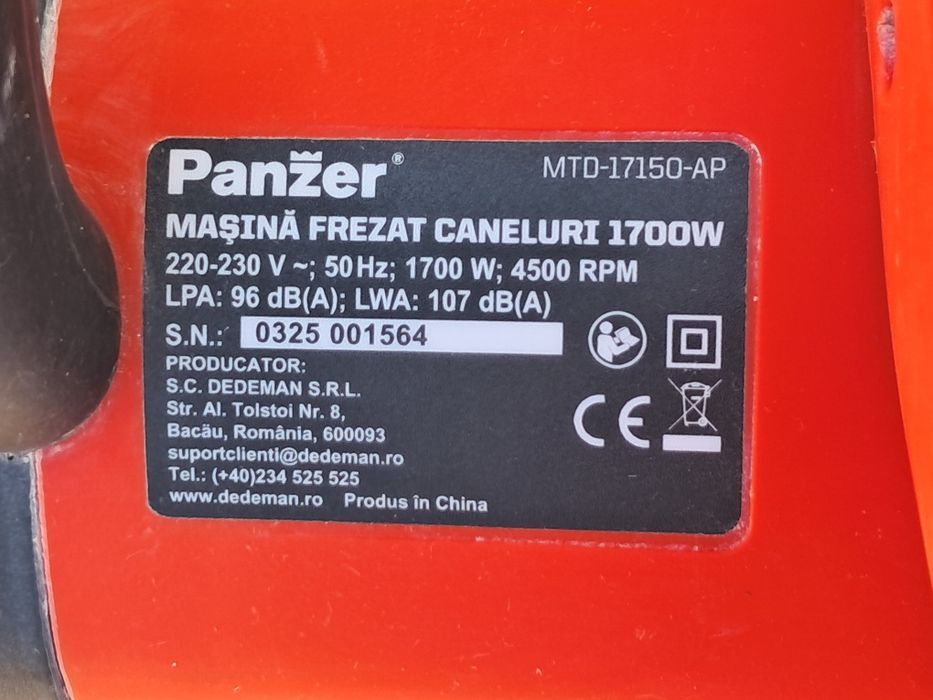 Masina de canelat beton / perete, freza Panzer MTD-17150-AP, 1700 W, 150 mm, cu valiza