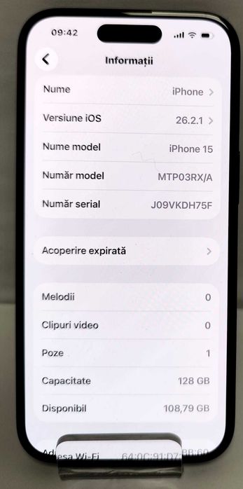 (AG 35) Telefon iPhone 15 128Gb   b.34569 - 2200Lei Garantie 2ani!