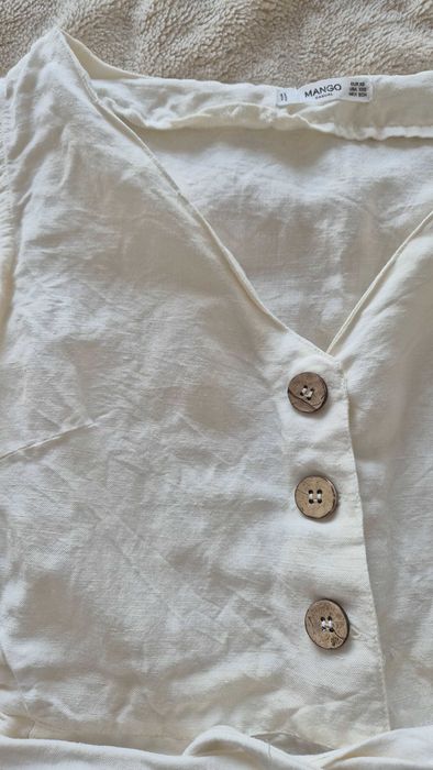 Дамски летен гащиризон от бял лен