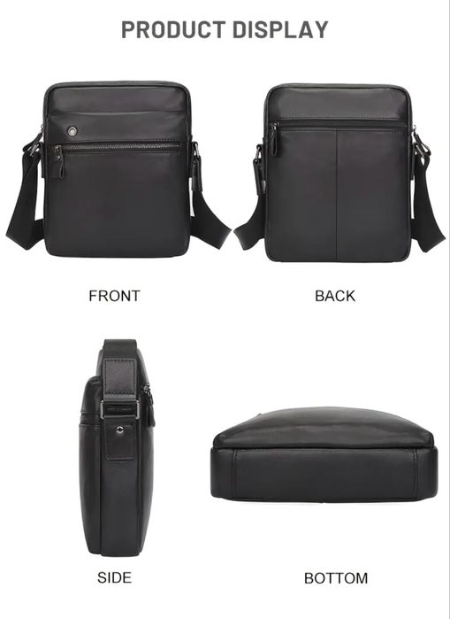 Мъжка,елегантна и стилна кросбоди чанта/Черна естест.кожа -18%Промоция