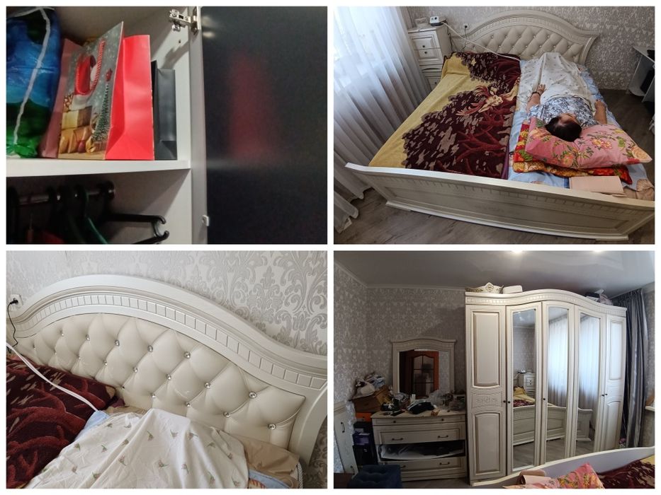 Спальный гарнитур в классическом стиле Кровать + шкаф с зеркалами +