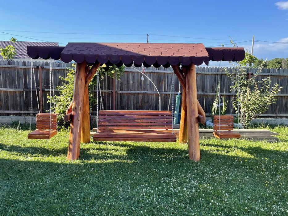 Balansoar din lemn rustic / leagan pentru copii