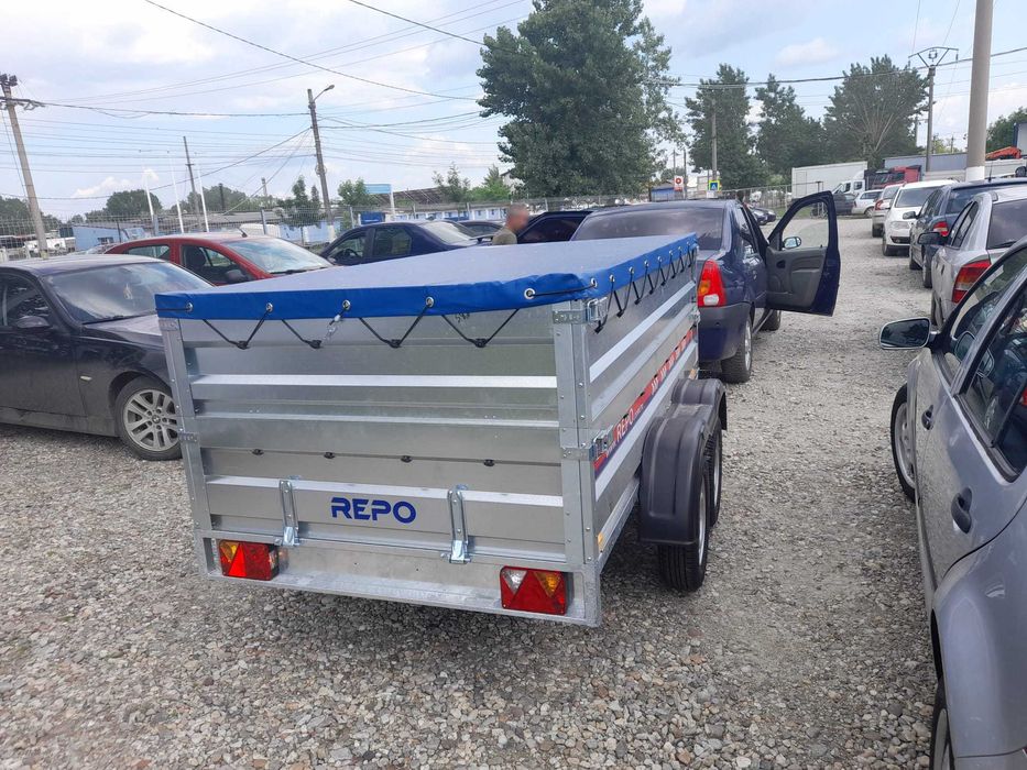 Remorca 750 kg doua axe  Repo,auto,moto,atv,nr rosu, asigurare RAR Nou