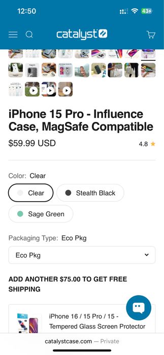 Легендарный американский чехол Catalyst на Iphone 14/15Pro