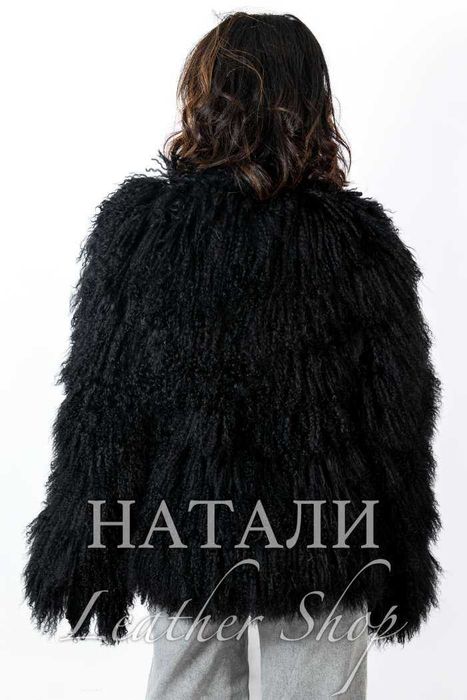 Дамски ексклузивен кожух Алина Black от Монголско агне